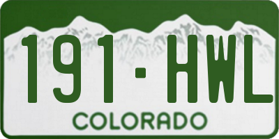 CO license plate 191HWL