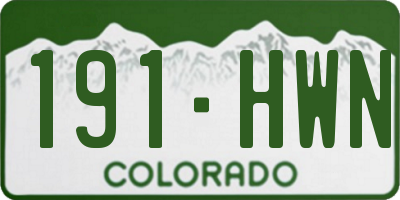 CO license plate 191HWN