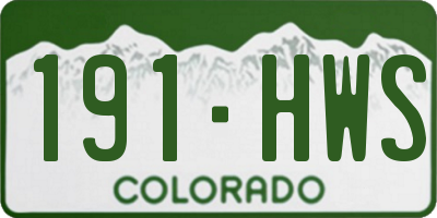 CO license plate 191HWS