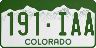 CO license plate 191IAA