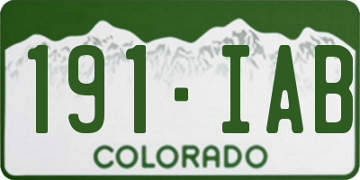 CO license plate 191IAB