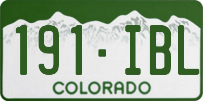 CO license plate 191IBL