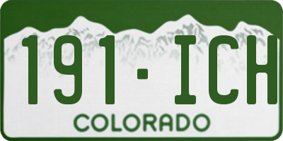 CO license plate 191ICH