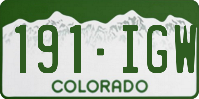 CO license plate 191IGW