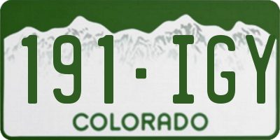 CO license plate 191IGY