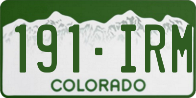 CO license plate 191IRM