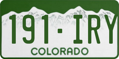 CO license plate 191IRY