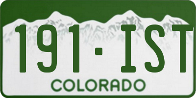 CO license plate 191IST