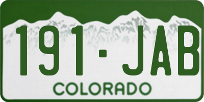 CO license plate 191JAB
