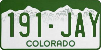 CO license plate 191JAY