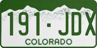 CO license plate 191JDX