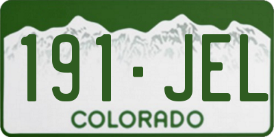 CO license plate 191JEL