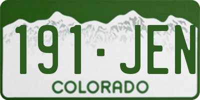 CO license plate 191JEN