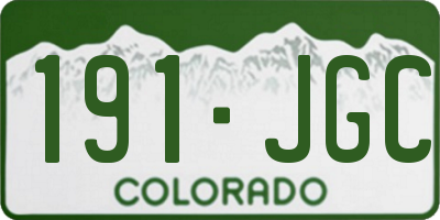 CO license plate 191JGC
