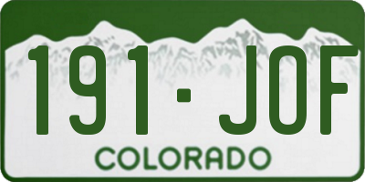 CO license plate 191JOF
