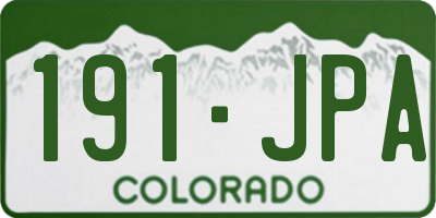 CO license plate 191JPA