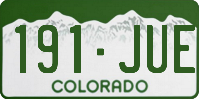 CO license plate 191JUE