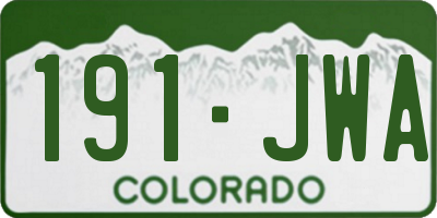 CO license plate 191JWA