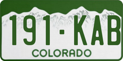 CO license plate 191KAB