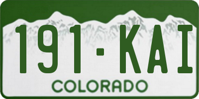 CO license plate 191KAI