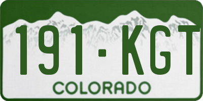CO license plate 191KGT