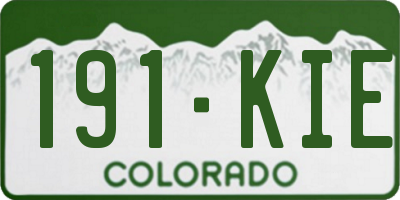 CO license plate 191KIE