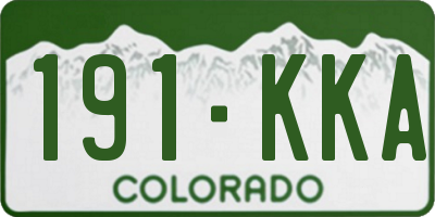CO license plate 191KKA