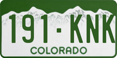 CO license plate 191KNK