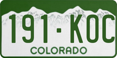 CO license plate 191KOC