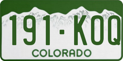 CO license plate 191KOQ