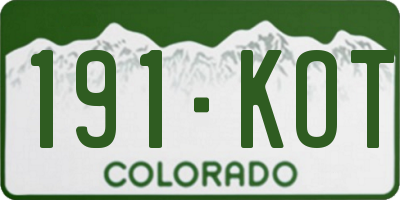 CO license plate 191KOT