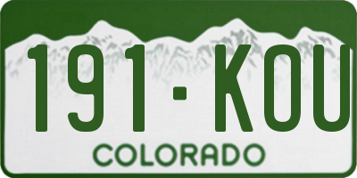 CO license plate 191KOU