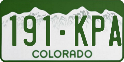 CO license plate 191KPA