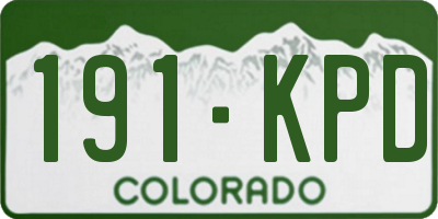CO license plate 191KPD