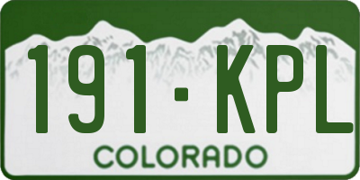 CO license plate 191KPL
