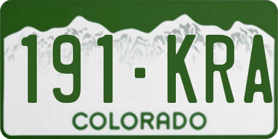 CO license plate 191KRA