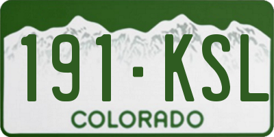 CO license plate 191KSL