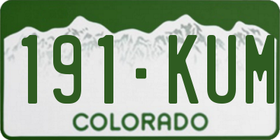 CO license plate 191KUM
