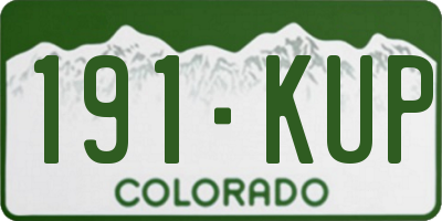 CO license plate 191KUP