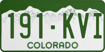 CO license plate 191KVI