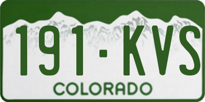 CO license plate 191KVS