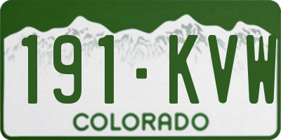 CO license plate 191KVW