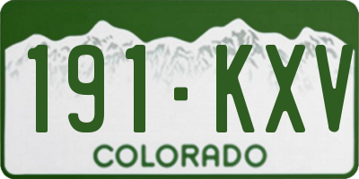 CO license plate 191KXV
