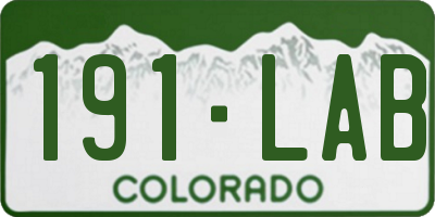CO license plate 191LAB