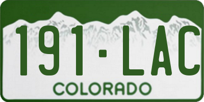 CO license plate 191LAC