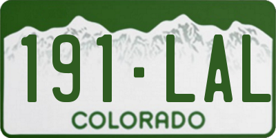 CO license plate 191LAL