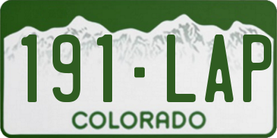 CO license plate 191LAP