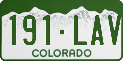 CO license plate 191LAV