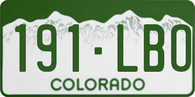 CO license plate 191LBO