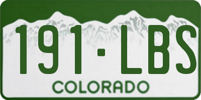 CO license plate 191LBS